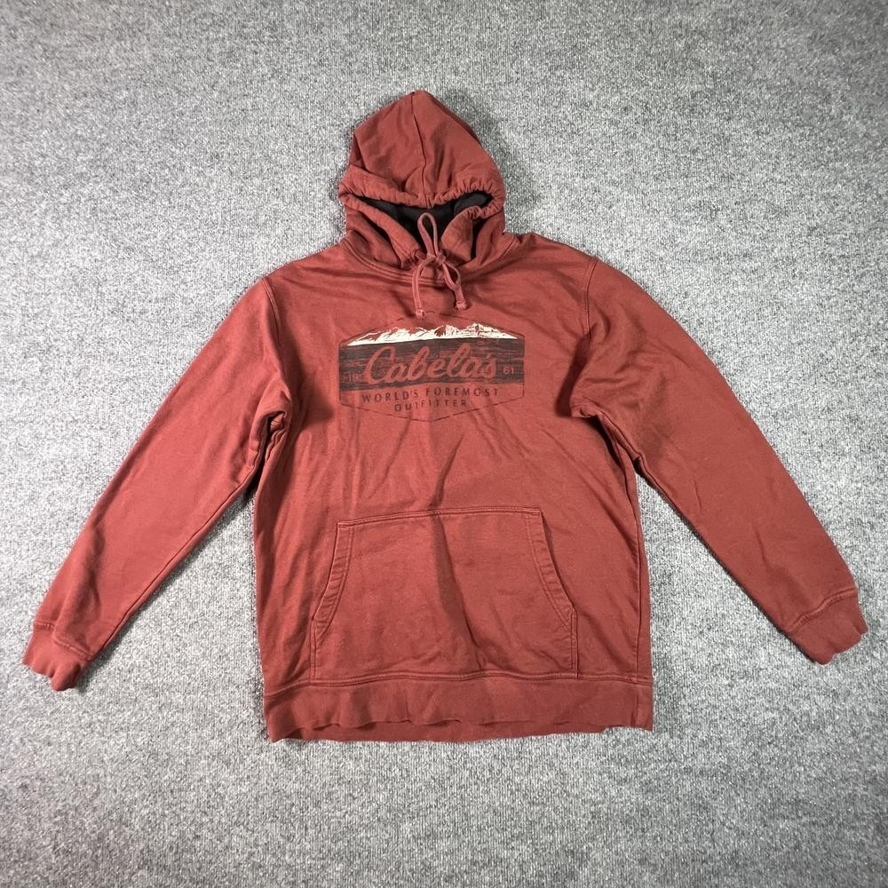 Cabela's Hoodie Men's M Brown Fleece-Lined Running Athletic Performance Sports